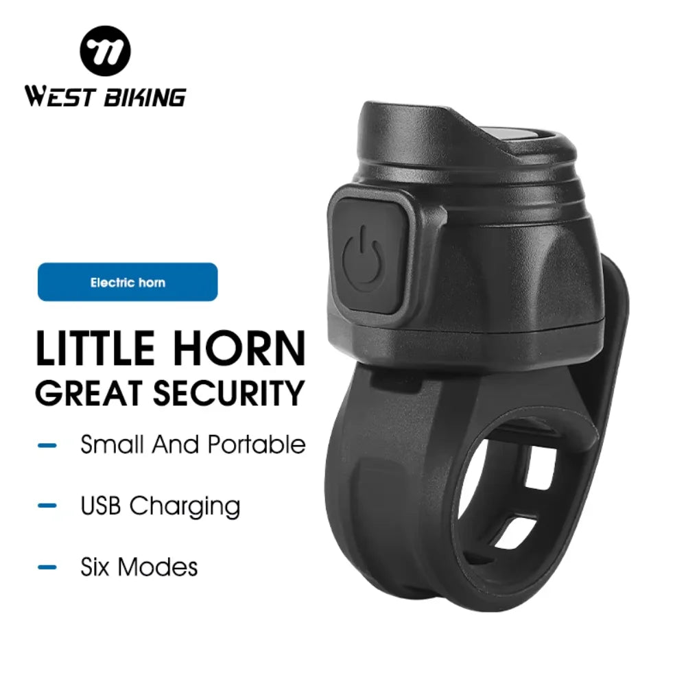 WEST BIKING USB Rechargeable Electric Bike Bell Safety Warning Horn Secondary image