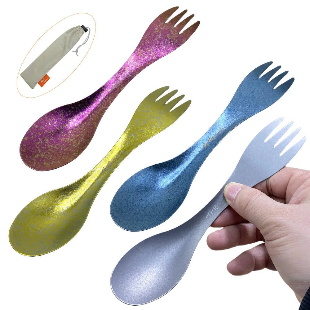 Pure Titanium Spork 2-in-1 Ultralight Camping Fork & Spoon Travel Tool Main image
