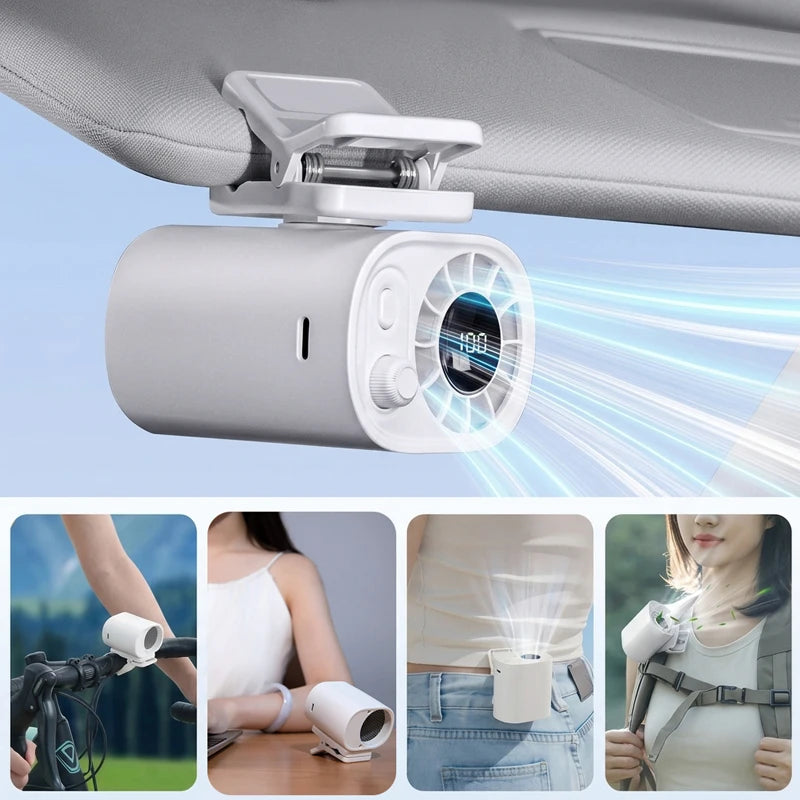 Clip-On Car Fan UK 100-Speed 360° USB Rechargeable Fan