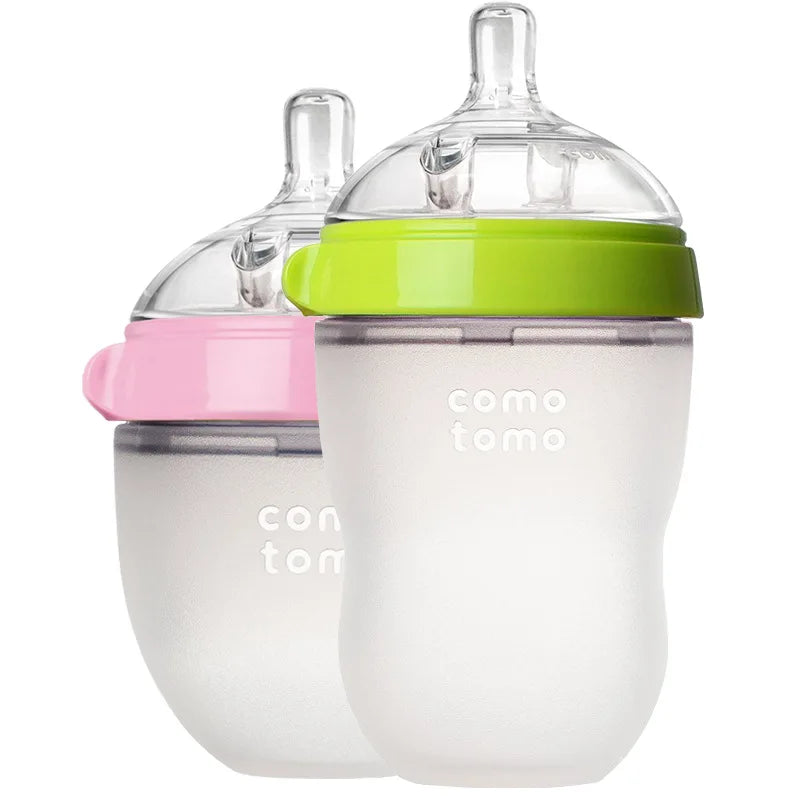 2 Pack BPA Free Baby Feeding Bottles Silicone Set
