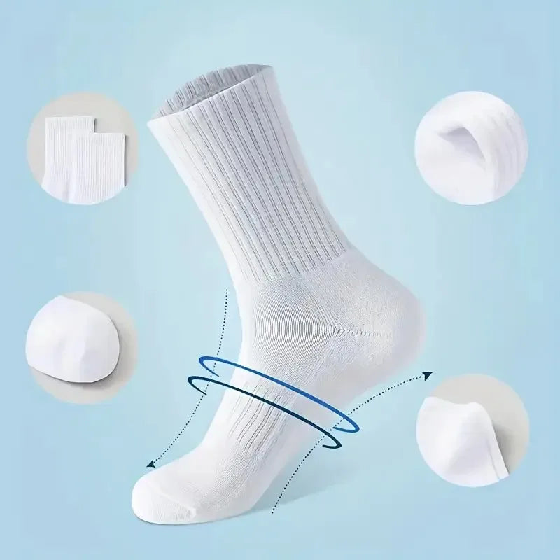 5/10/20 Pairs Solid Crew Socks Breathable Sweat-Absorbing All Season