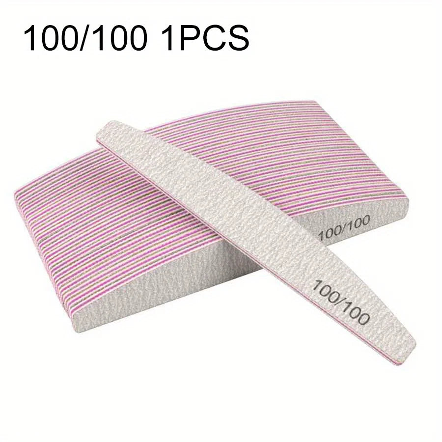 Professional Nail File Set 80-240 Grit Half Moon Nail Buffer