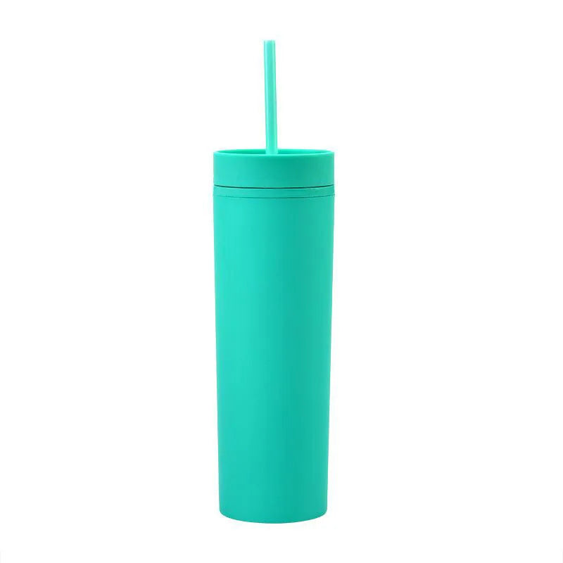 Double Wall Skinny Tumbler 473ml/480ml Cup with Straw & Lid