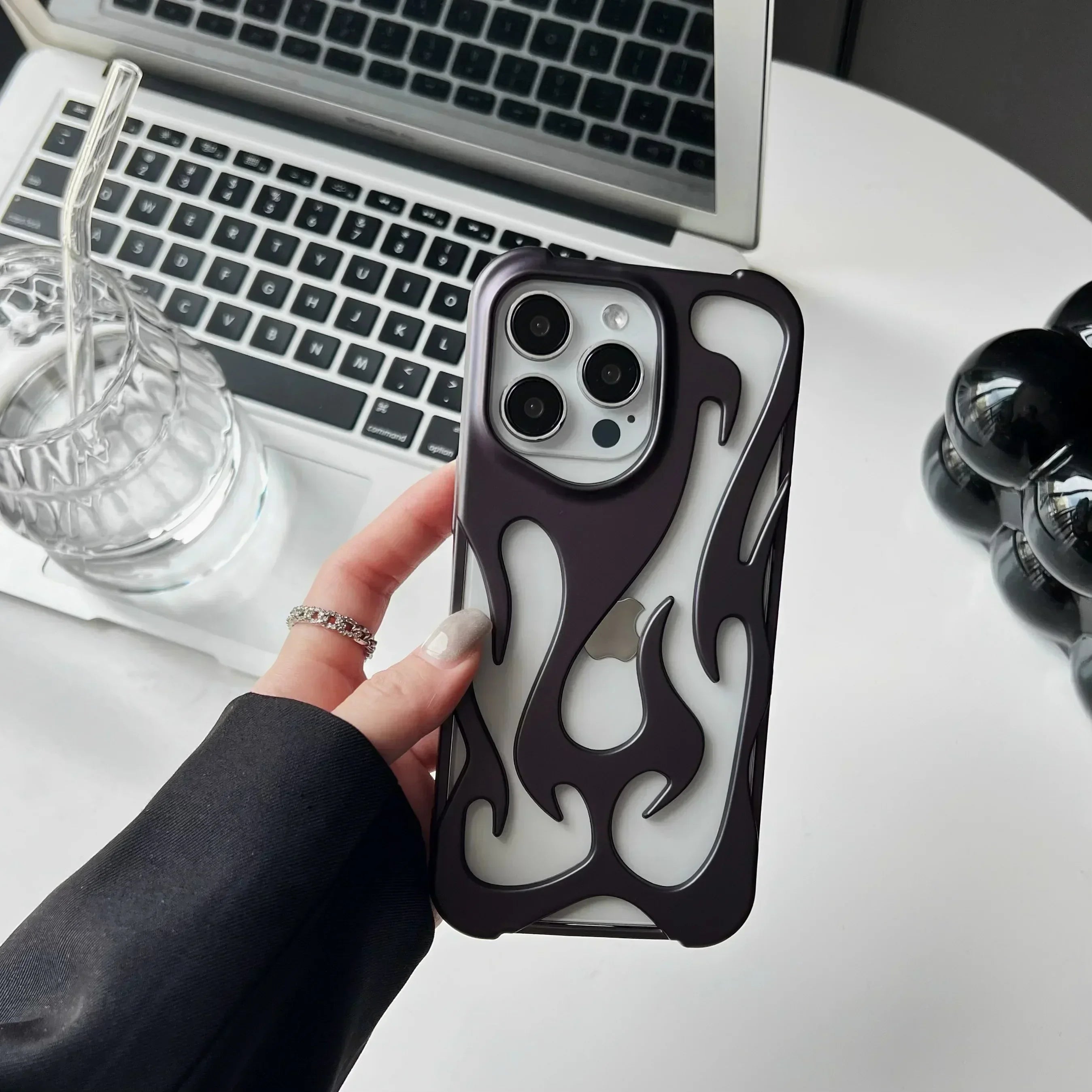 Matte 3D Flame Design Case for iPhone 17 Air 16 15 14 13 12 11 Pro Max