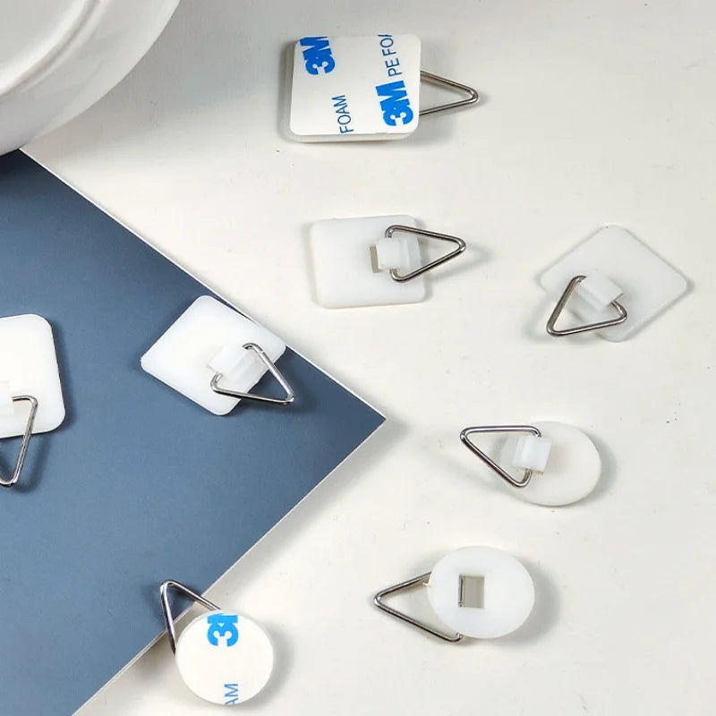 10Pcs Invisible Adhesive Plate Hangers Self-Adhesive Wall Hooks
