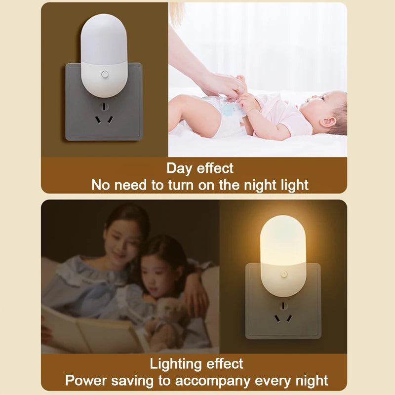 LED Mini Night Light Plug-In Bedside Sleep Lamp