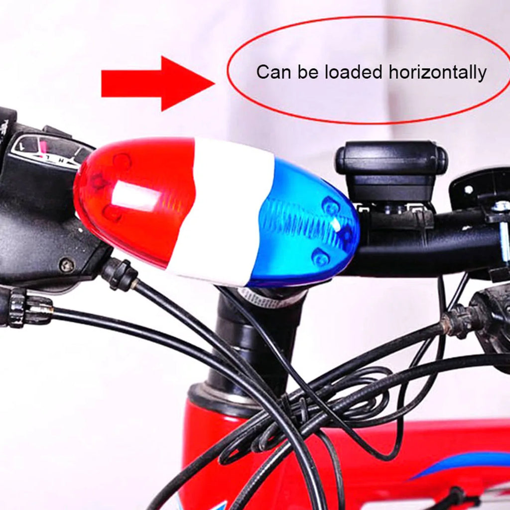 Bicycle Police Siren Horn 4 Sound Bike Bell with LED Strobe Light