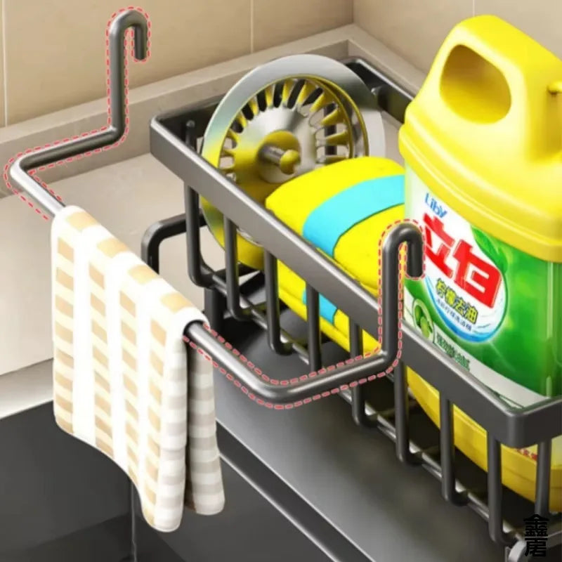 Tap-Mounted Sink Organizer Compact Kitchen Storage Shelf with Drain Rack