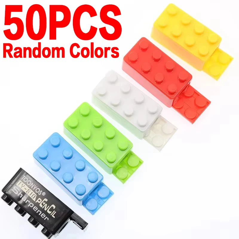Cartoon Building Blocks Pencil Sharpener Kids School Stationery