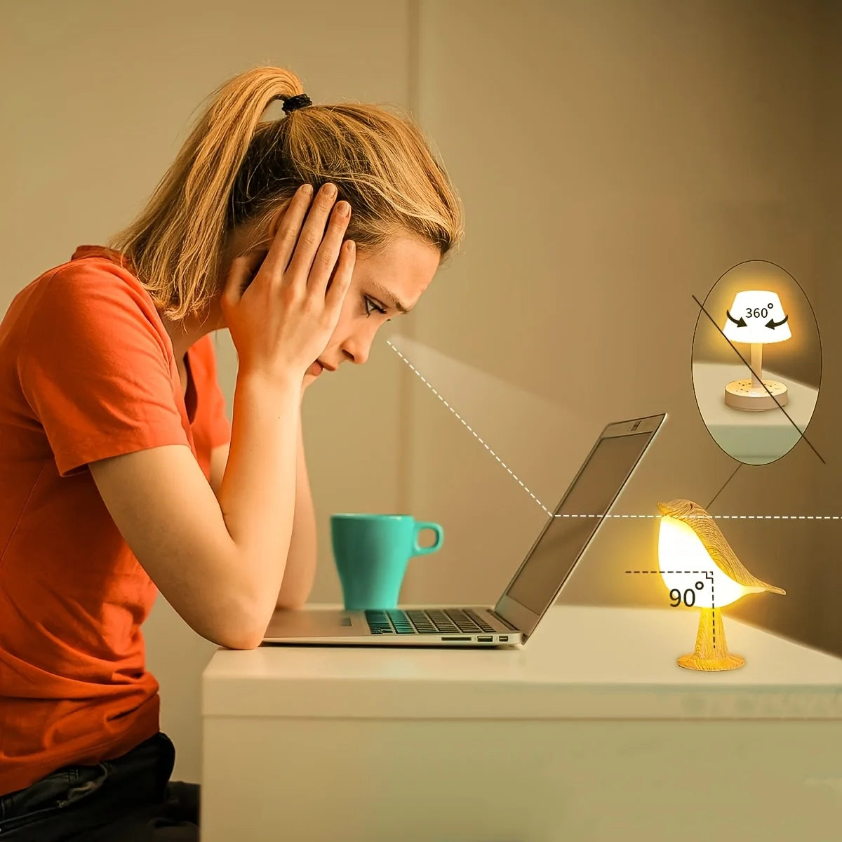 LED Touch Control Bird Lamp Rechargeable Bedside Light