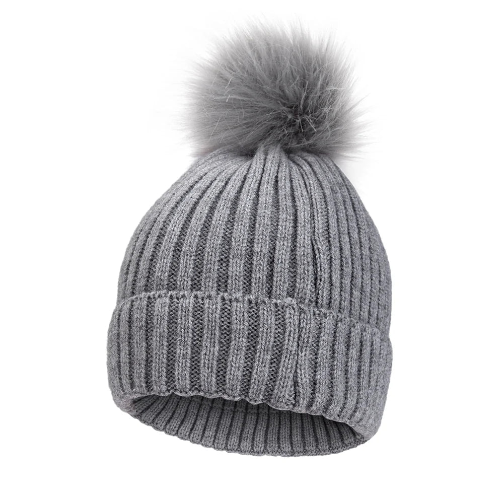 Big Pompom Baby Winter Hat Cute Knitted Beanie for Newborns