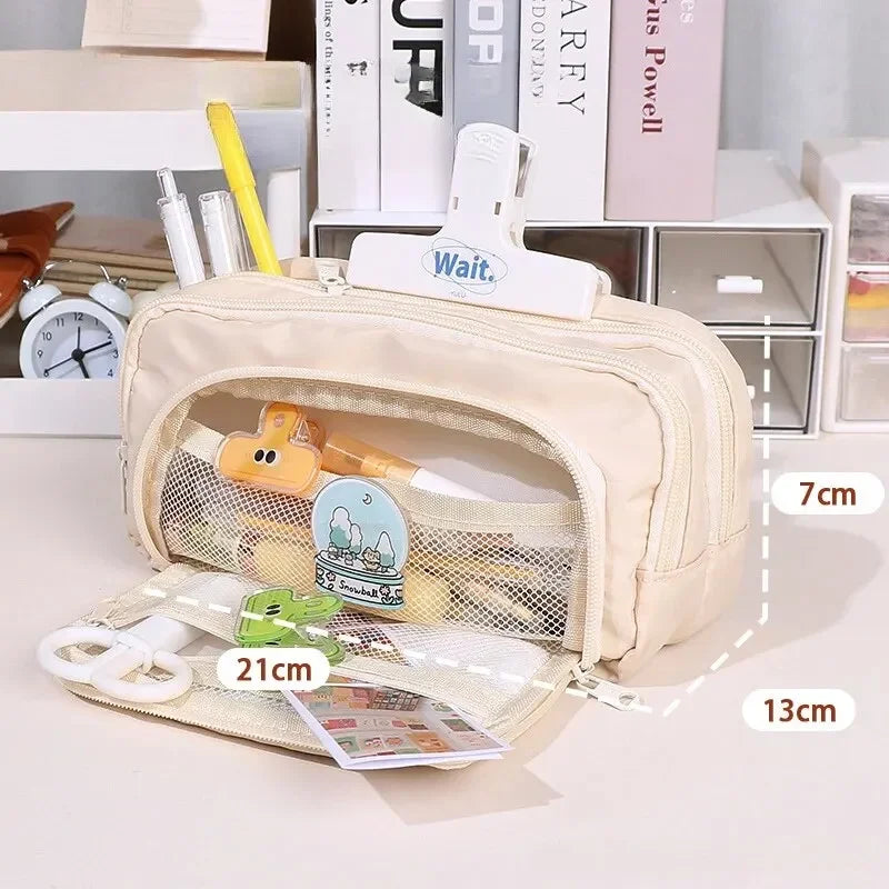 Large Capacity Pencil Case Stationery & Cosmetics Storage Bag