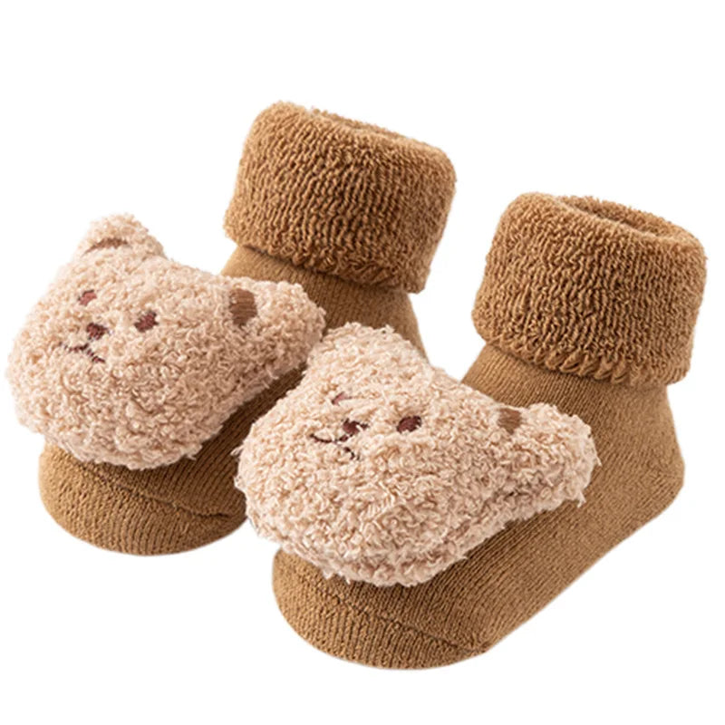 Cute Cartoon Bear Baby Socks Winter Warm Anti-Slip Toddler Socks