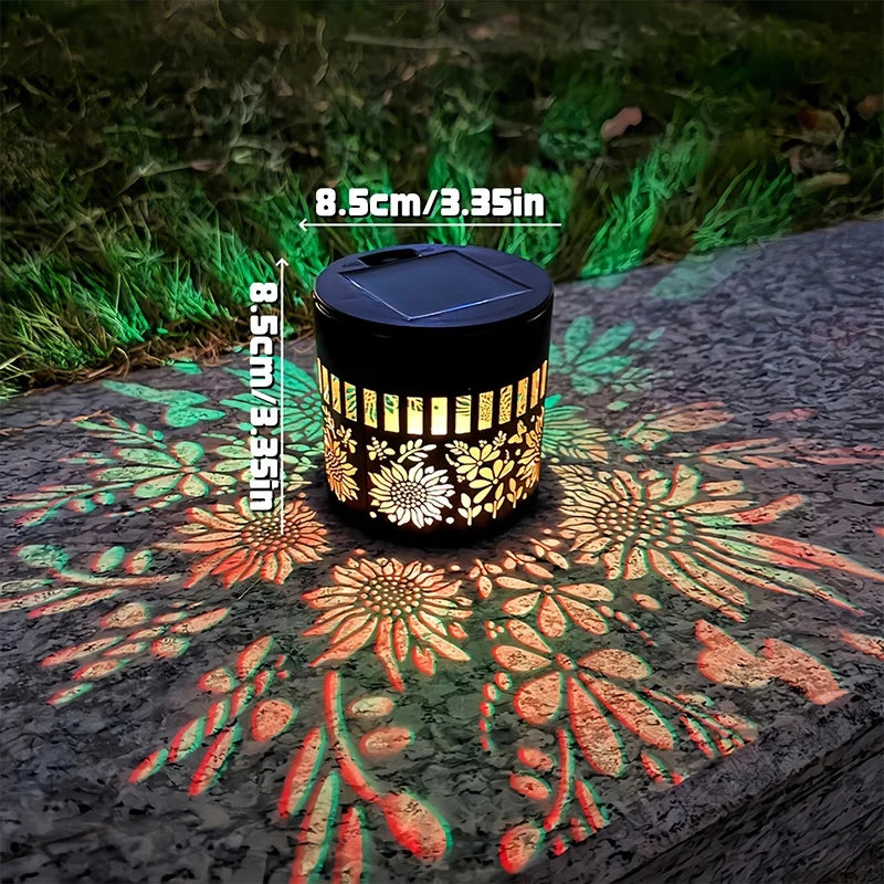Solar LED Floral Wall Sconce Waterproof Outdoor Projection Garden Light