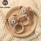 Crochet Bunny Baby Rattle Wooden Teether Toy