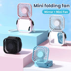 Handheld Mini Fan with Mirror UK 500mAh USB Rechargeable Fan