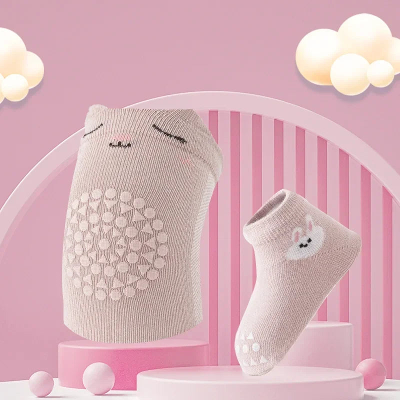 Baby Knee Pads Socks Set Anti-Slip Crawling Knee Protector