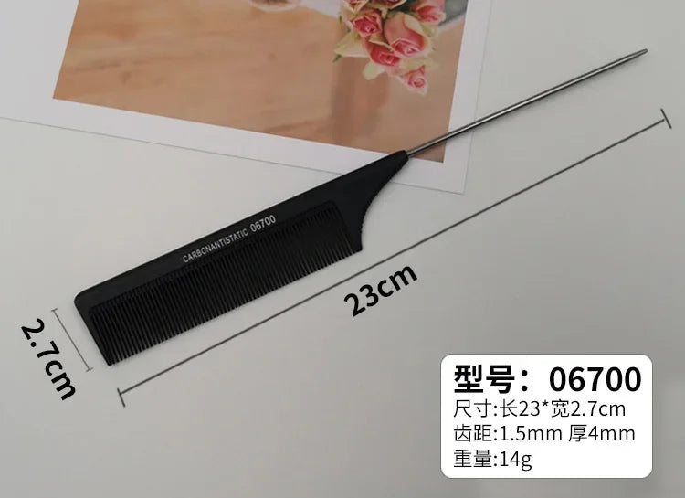 Rat Tail Comb | Fine Tooth Stainless Steel Salon Comb
