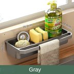 Self-Draining Kitchen Sink Organizer Sponge & Soap Faucet Shelf