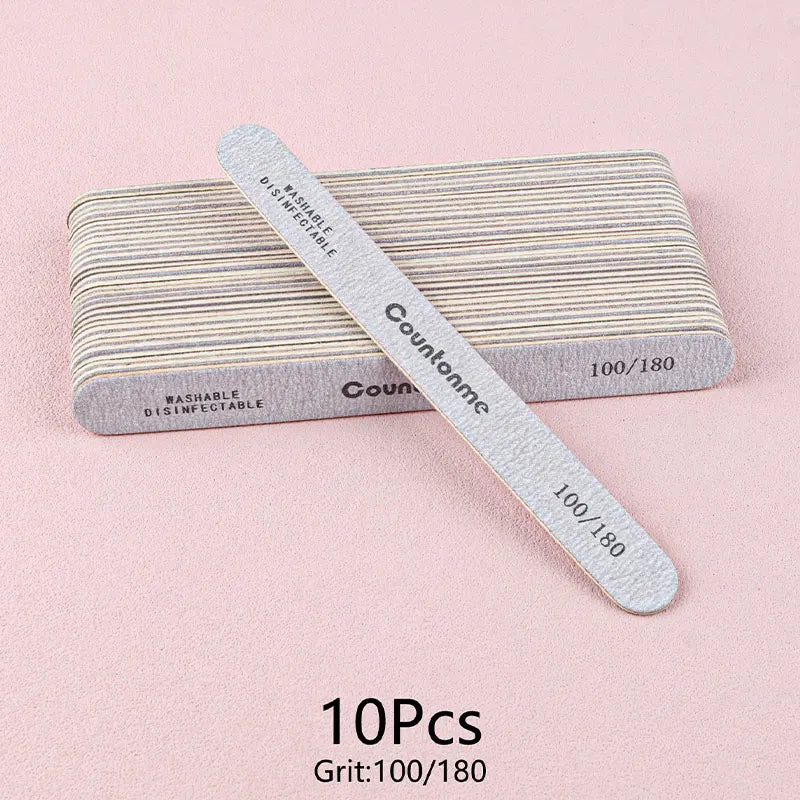 Wooden Nail File Set 100/180 Grit Manicure Pedicure Buffer