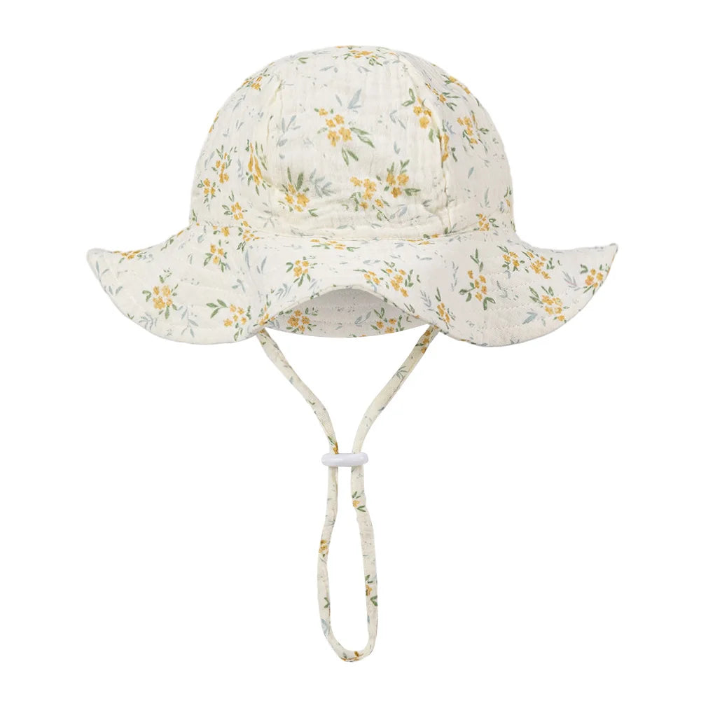 Floral Baby Bucket Hat UK Adjustable Infant Sun Cap