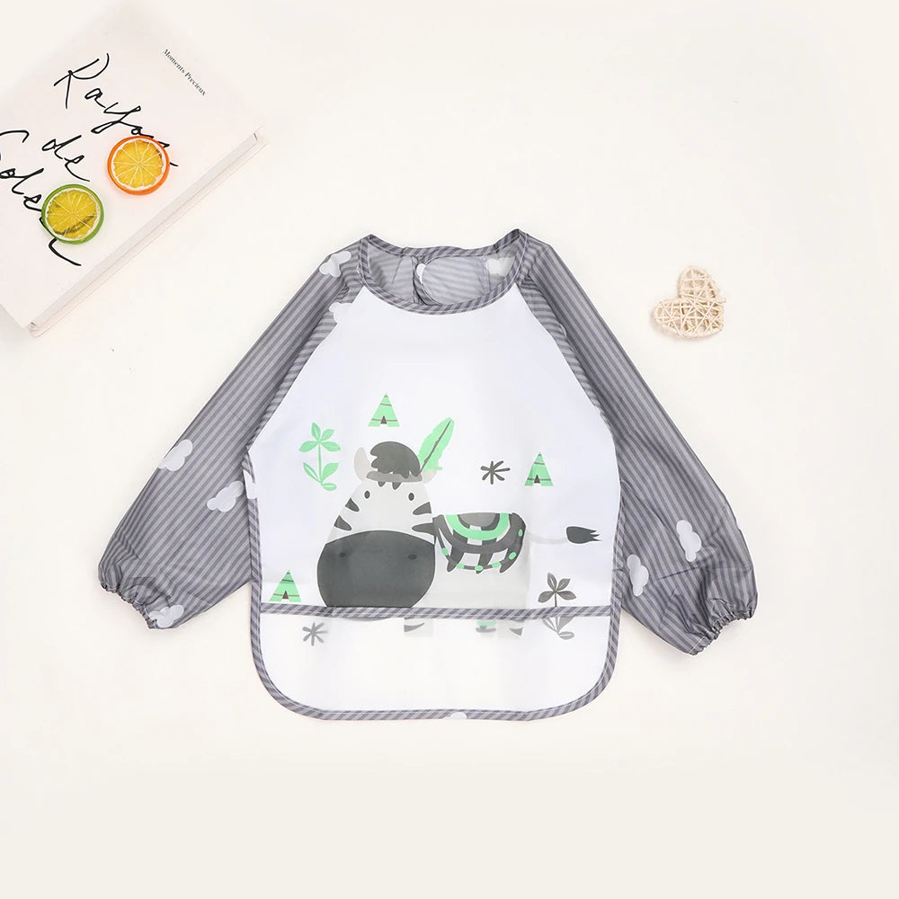 Baby Waterproof Long Sleeve Bib Smock Apron for Toddlers