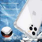Shockproof Clear Silicone Case for iPhone 17 16 15 14 13 12 11 Pro Max