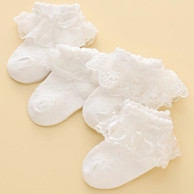 Princess Lace Baby Socks for Girls Cute Ruffle Anti-Skid Socks