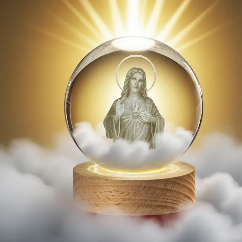Jesus 3D Crystal Ball Night Light Religious LED Lamp