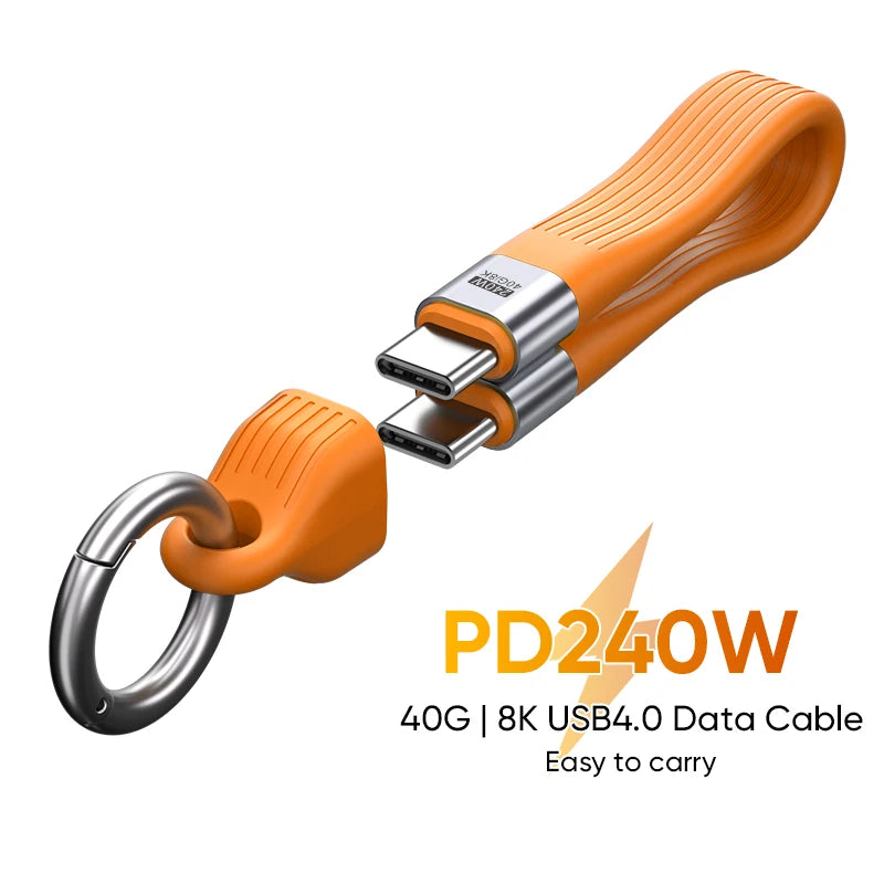 USB-C to Type-C 240W USB4.0 40Gbps Cable Keychain PD3.1 5A 8K@60Hz Data Cord For TV Laptop Tablet MacBook Video Transmission﻿ Main image