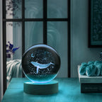 3D Moon Whale Crystal Ball Night Light LED Décor Lamp