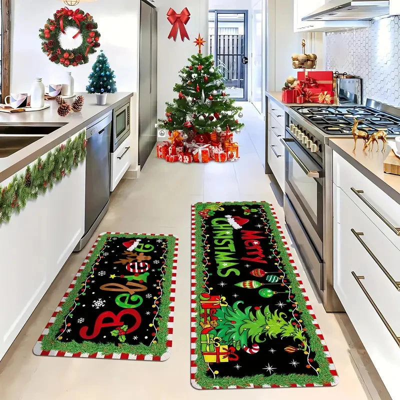 Christmas Cookies Tree Floor Mat Non-Slip Kitchen & Home Decor Rug