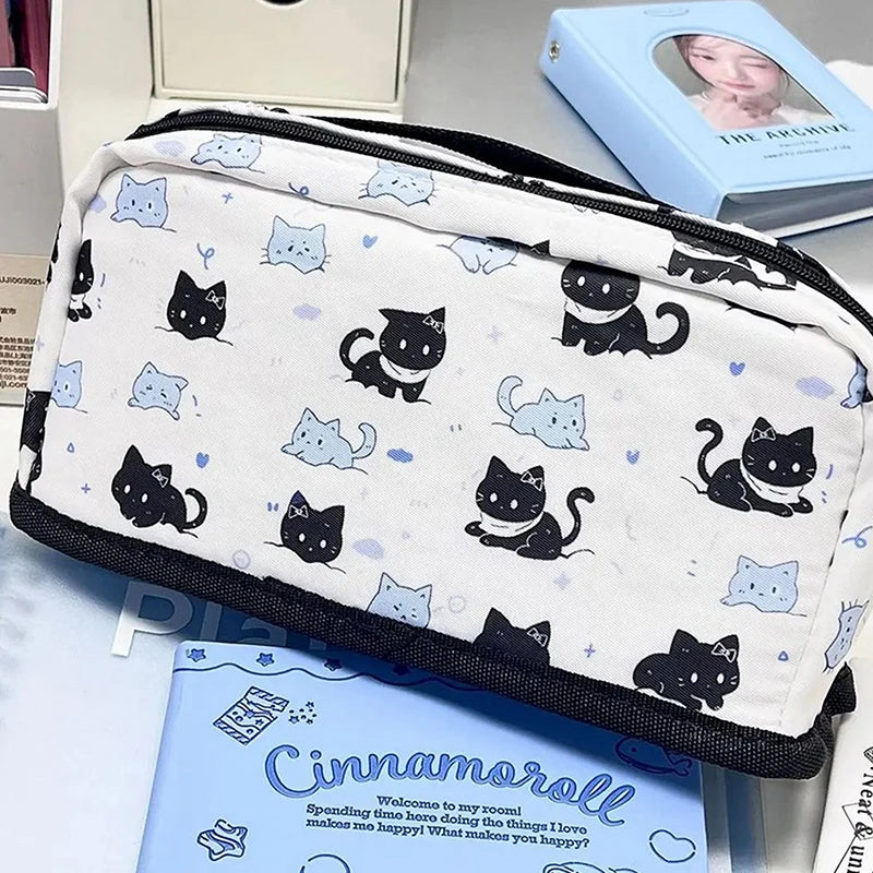 Multi-Layer Pen Bag Foldable Drawstring Pencil Case Organizer Secondary image