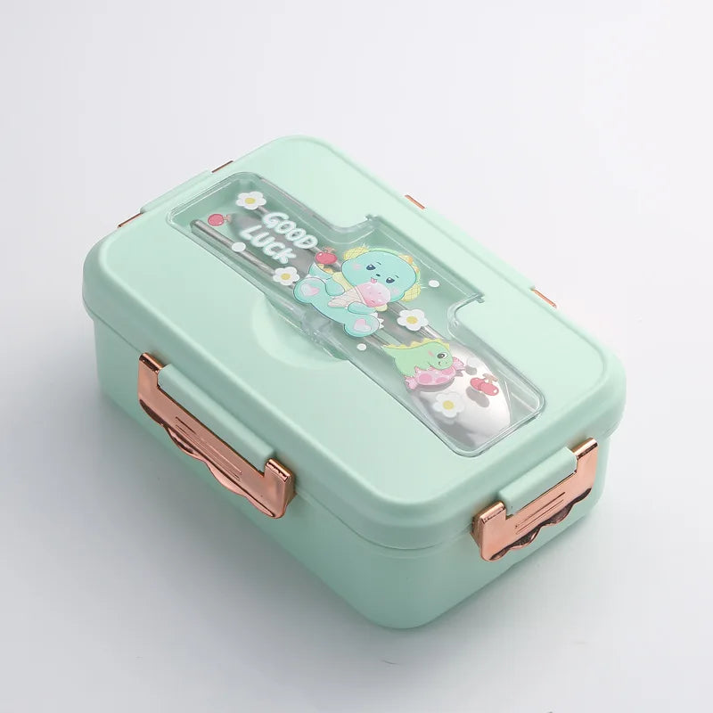 Cute Dinosaur Kids Lunch Box 3 Grid Bento Container for Students