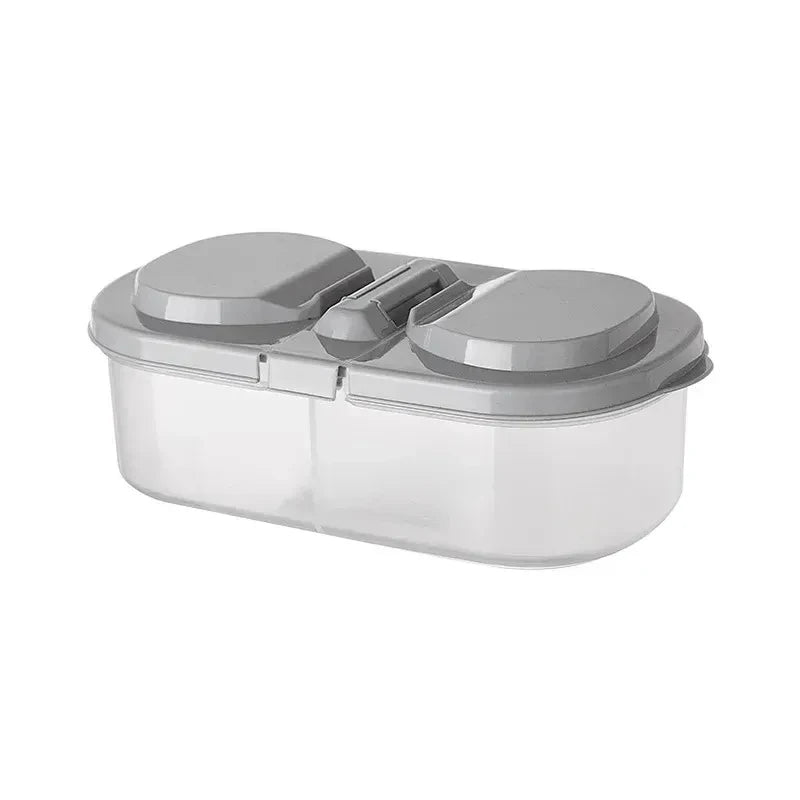 Double Compartment Food Storage Box Sealed Plastic Snack Lunch Container