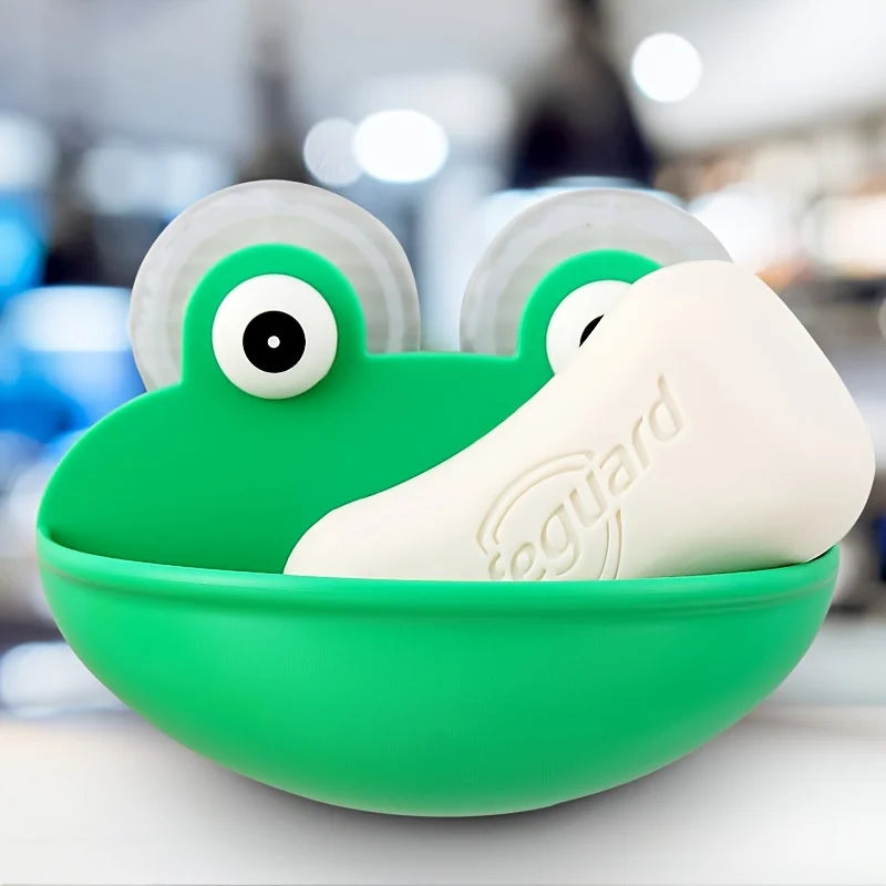 Cute Frog Soap Dish – Suction Cup Bathroom Soap Holder Rack Storage Main image