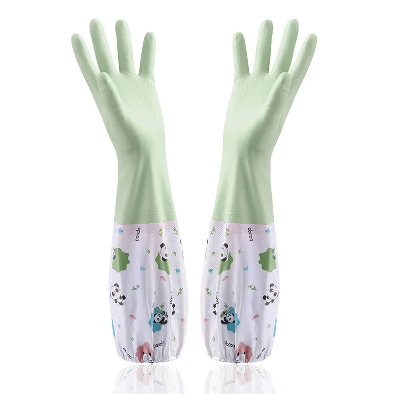 Women's Waterproof Cleaning Gloves Kitchen Rubber Gloves