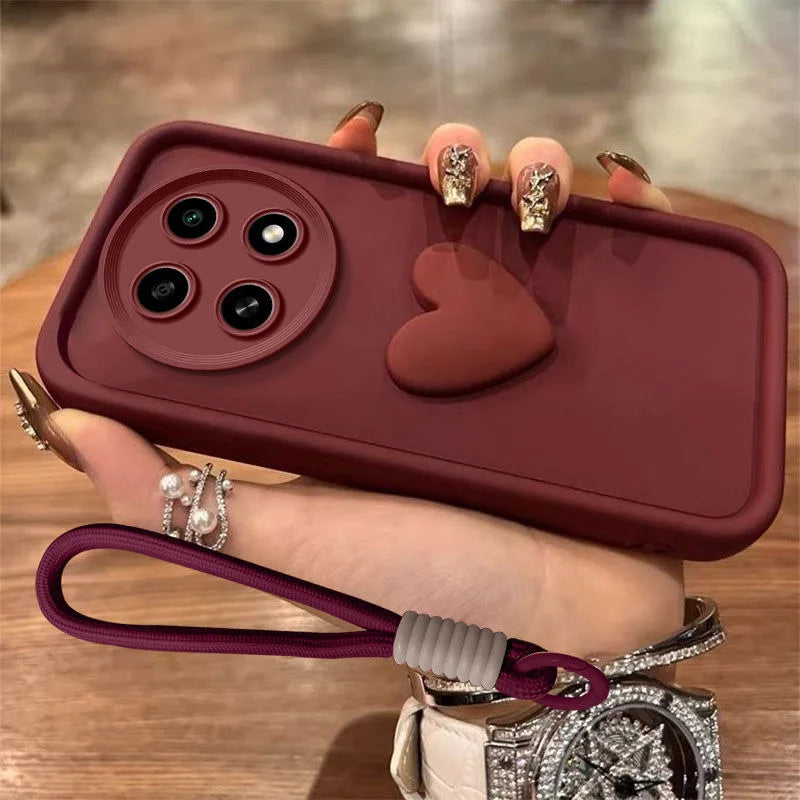 3D Heart Strap Case for Xiaomi 11T 13T 14T 15T 17T Pro Poco C71 C85