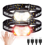 9 LED Rechargeable Headlamp Motion Sensor Flashlight