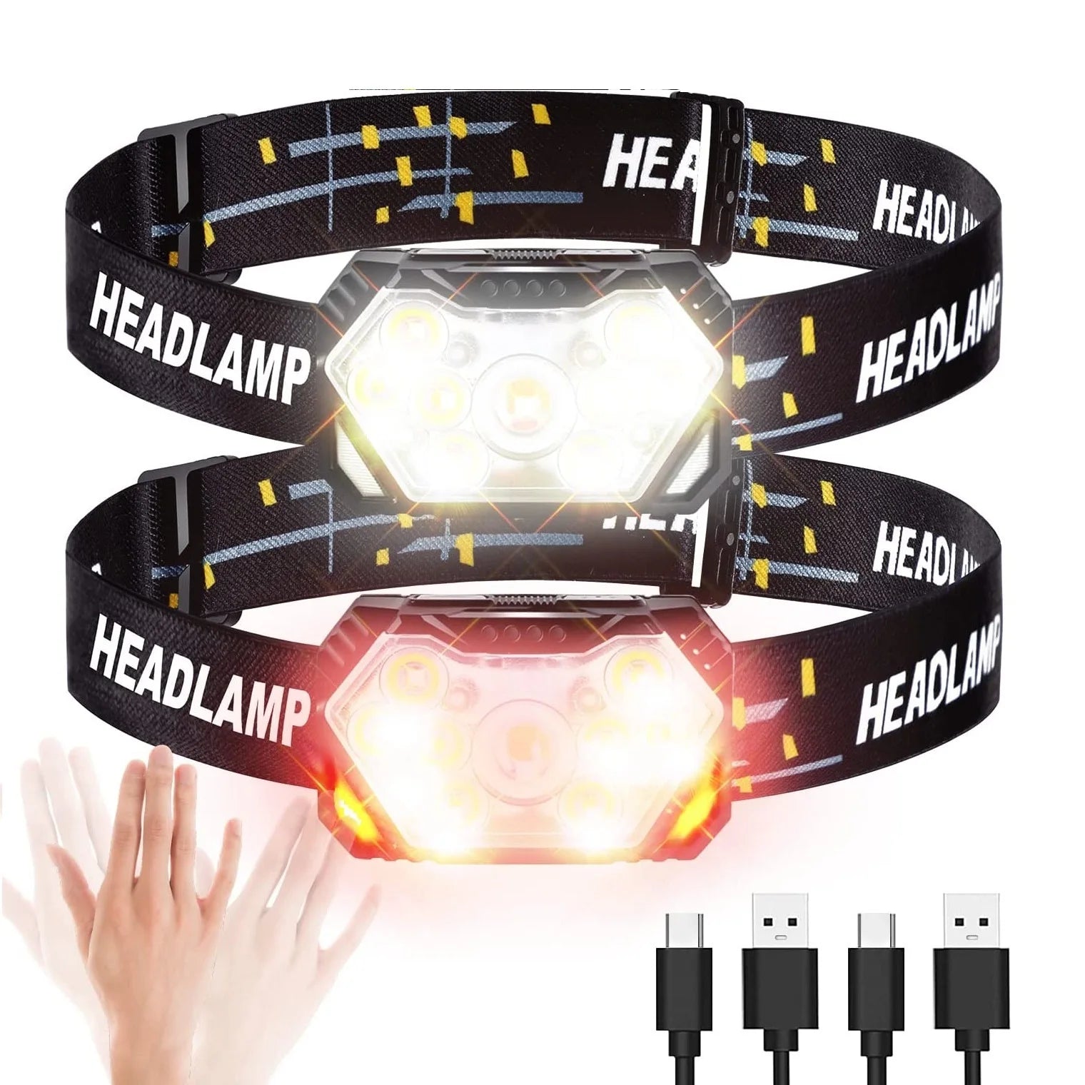 9 LED Rechargeable Headlamp Motion Sensor Flashlight Main image