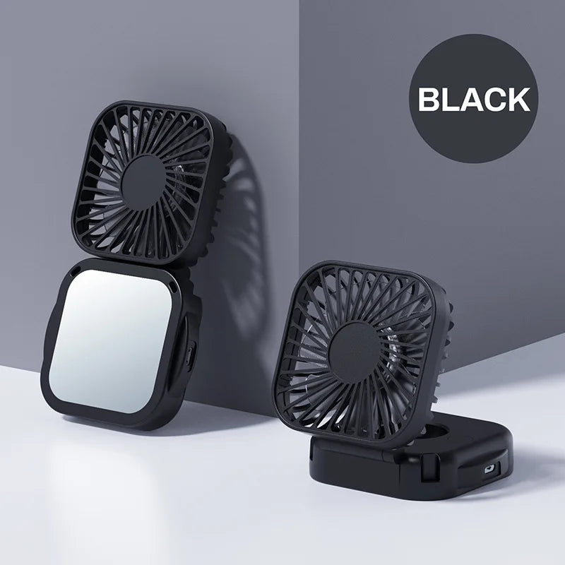 Handheld Mini Fan with Mirror UK 500mAh USB Rechargeable Fan