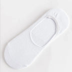 Single piece of solid white mens cotton boat sock featuring lightweight breathable summer material