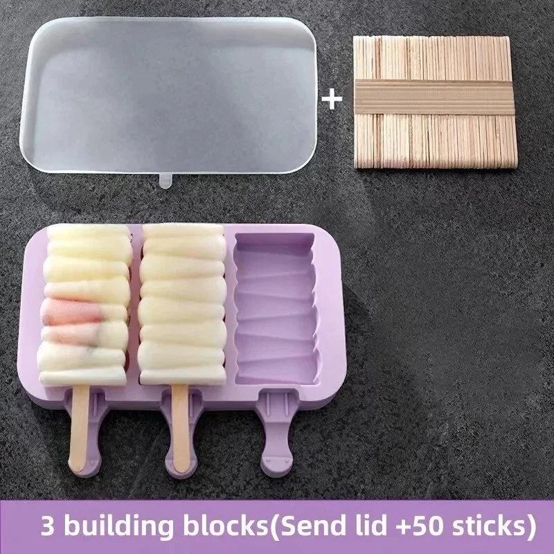 Cartoon Silicone Ice Cream Mold with Lid – DIY Homemade Popsicle Maker