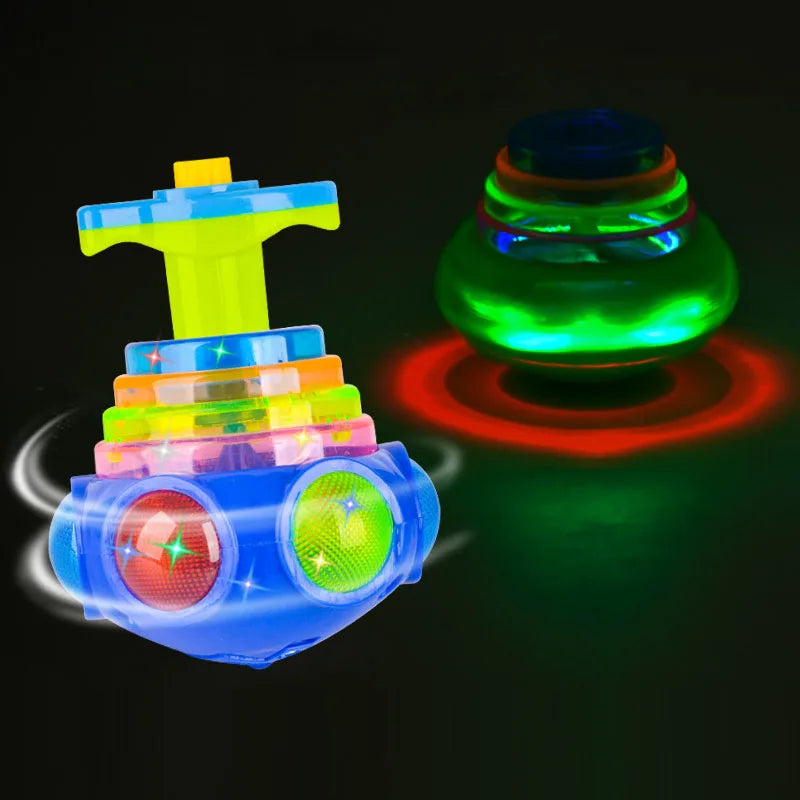 Spinning Top LED Light Up Toy - Flashing Music Gyroscope Launcher