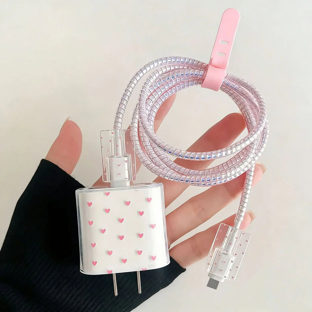 Transparent Pink Love Charger Case for iPhone 18W/20W