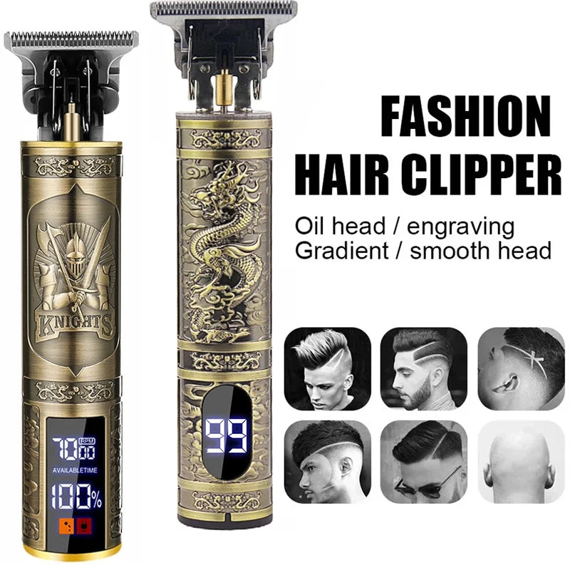 Vintage Hair Clipper Cordless Trimmer USB Fast Charge Barber Pro Hair Cutting Main image