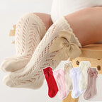 Baby Girl Knee High Lace Socks Soft Cotton Bow Socks 0-3Y