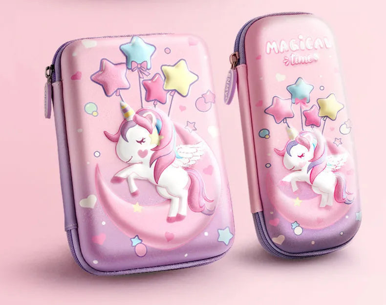 3D Unicorn Pencil Case Cute EVA Cartoon Stationery Box for Girls