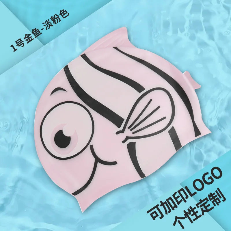 Cartoon Clownfish Kids Silicone Swimming Cap Waterproof Swim Hat