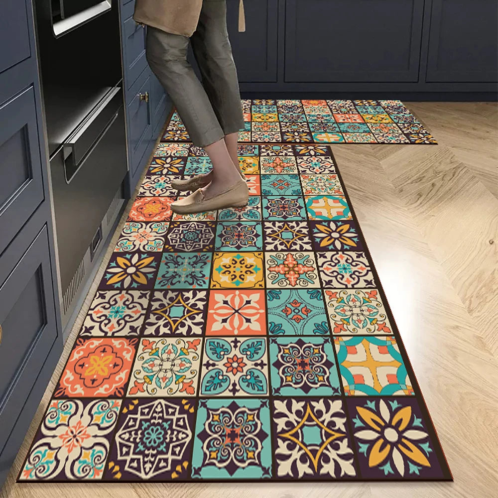 Kitchen Mat Absorbent Printed Rug Non-Slip Long Floor Carpet